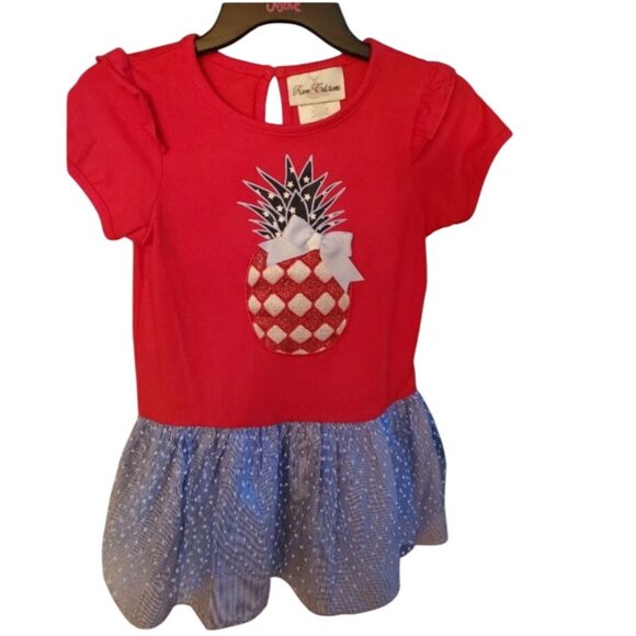 Rare Editions Americana Pineapple Capri Set 2T Red White & Blue Outfit For Girls - Picture 3 of 12